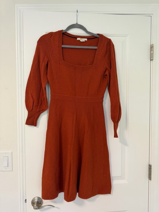 Boden Dresses & Skirts - Boden Rust Square-Neck Long Sleeve Knit Dress
